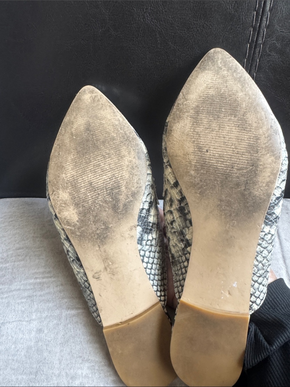 Steve Madden Snake-Print Slip-On Mules in Beige and Black - Picture 6 of 9